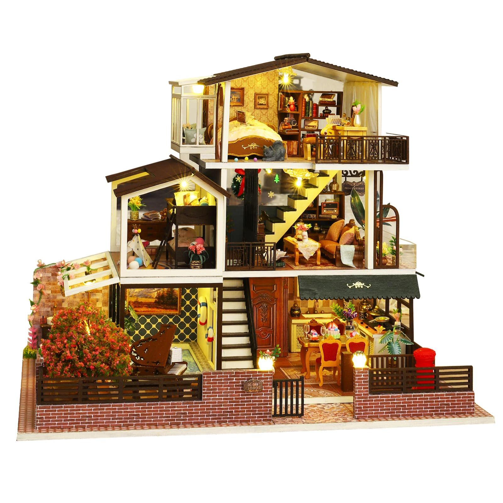 数量 Borrowed Romantic 14歳以上 子供用 ホリデー プレゼント - Ha LEDライト オルゴール ダストカバー クラフトセット ドールハウス 木製ミニチュア DIY 1 24 Spilay