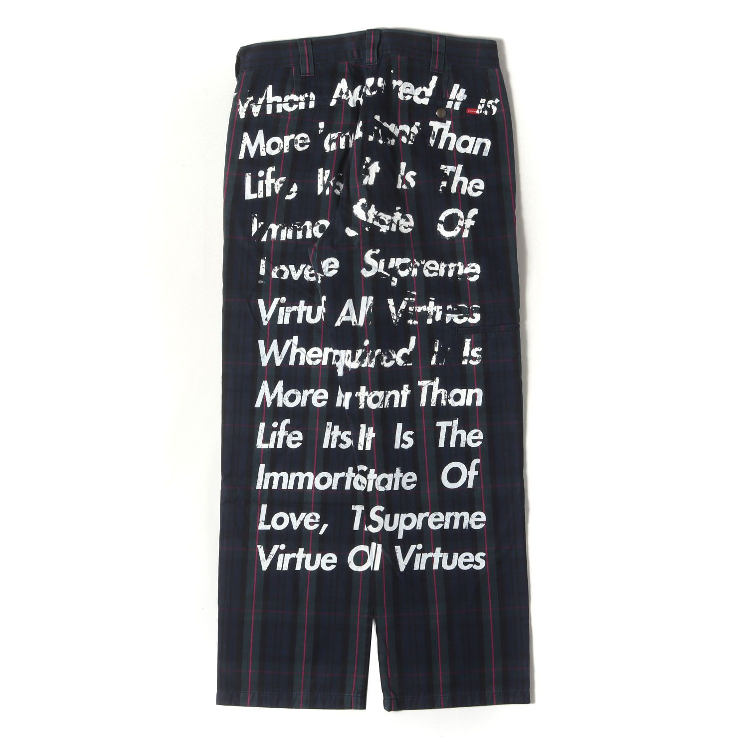 Supreme シュプリーム パンツ ネイビー グリーン(Plaid) サイズ:30