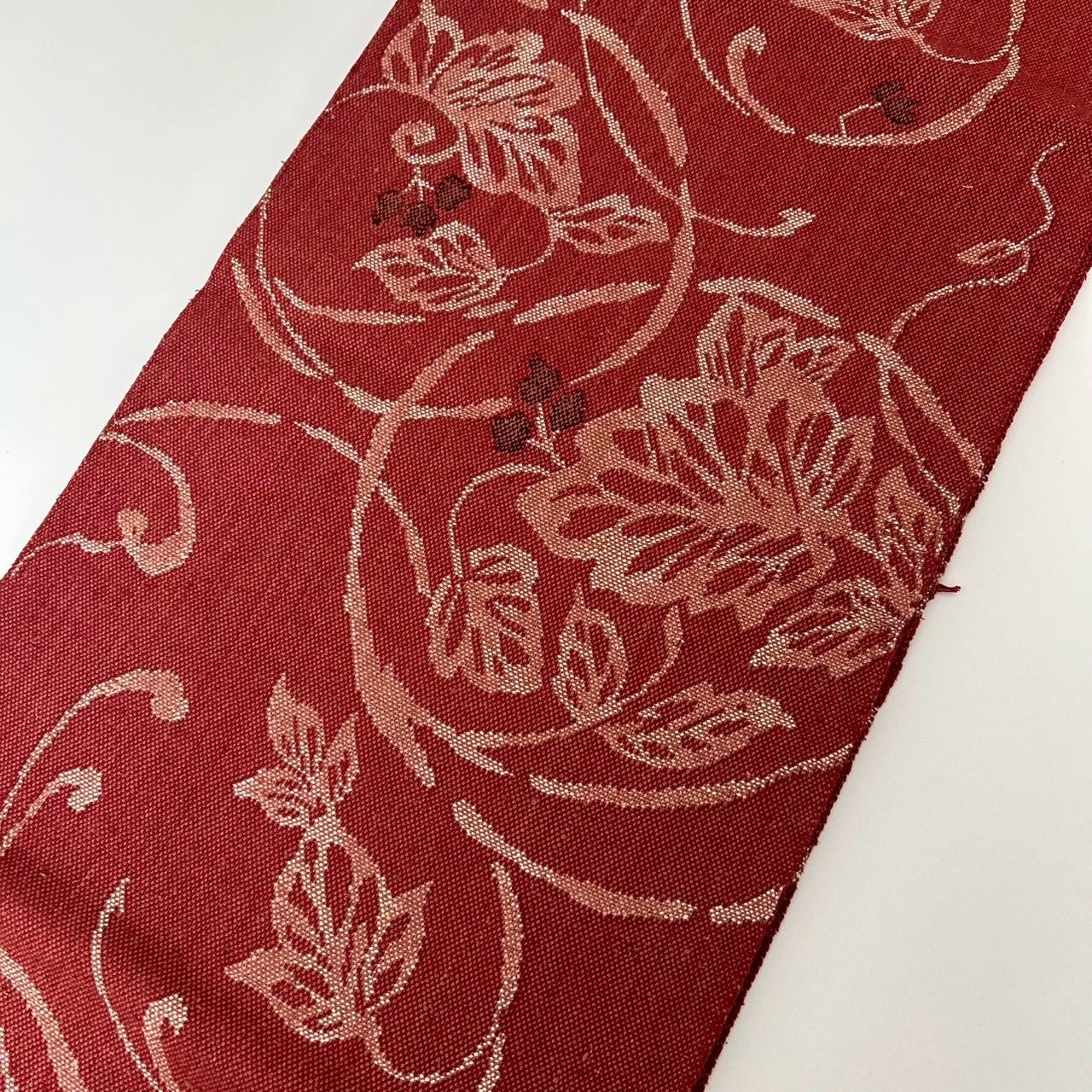 名古屋帯 真綿紬 正絹 織柄の花草文 八寸 MA-1800 - メルカリ