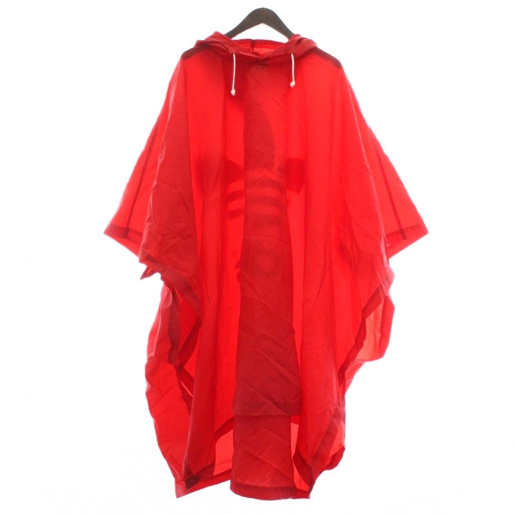 アディダス adidas デサント製 ヴィンテージ レインウェア レインポンチョ マント ケープ ナイロン フード ロゴ プリント 94 5 L 赤 レッド XZ GY 44