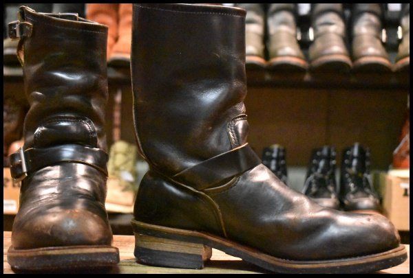8 5 D PT 91プリント 93年 刻印 レッドウィング 2268 エンジニア 黒 ブラッククローム スチールトゥ ブーツ redwing FE 461