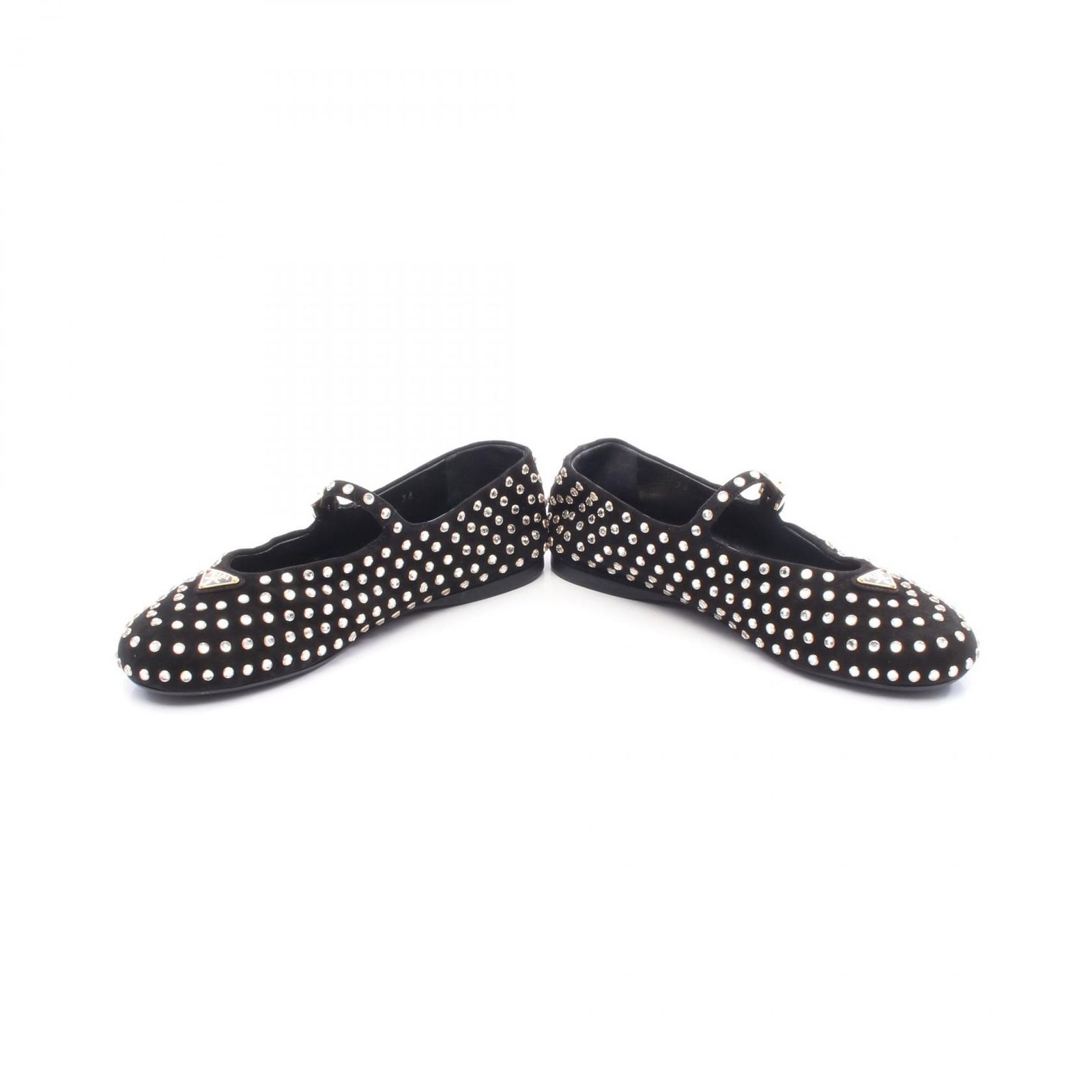 プラダ PRADA パンプス ブラック スウェード クリスタル付 スエード