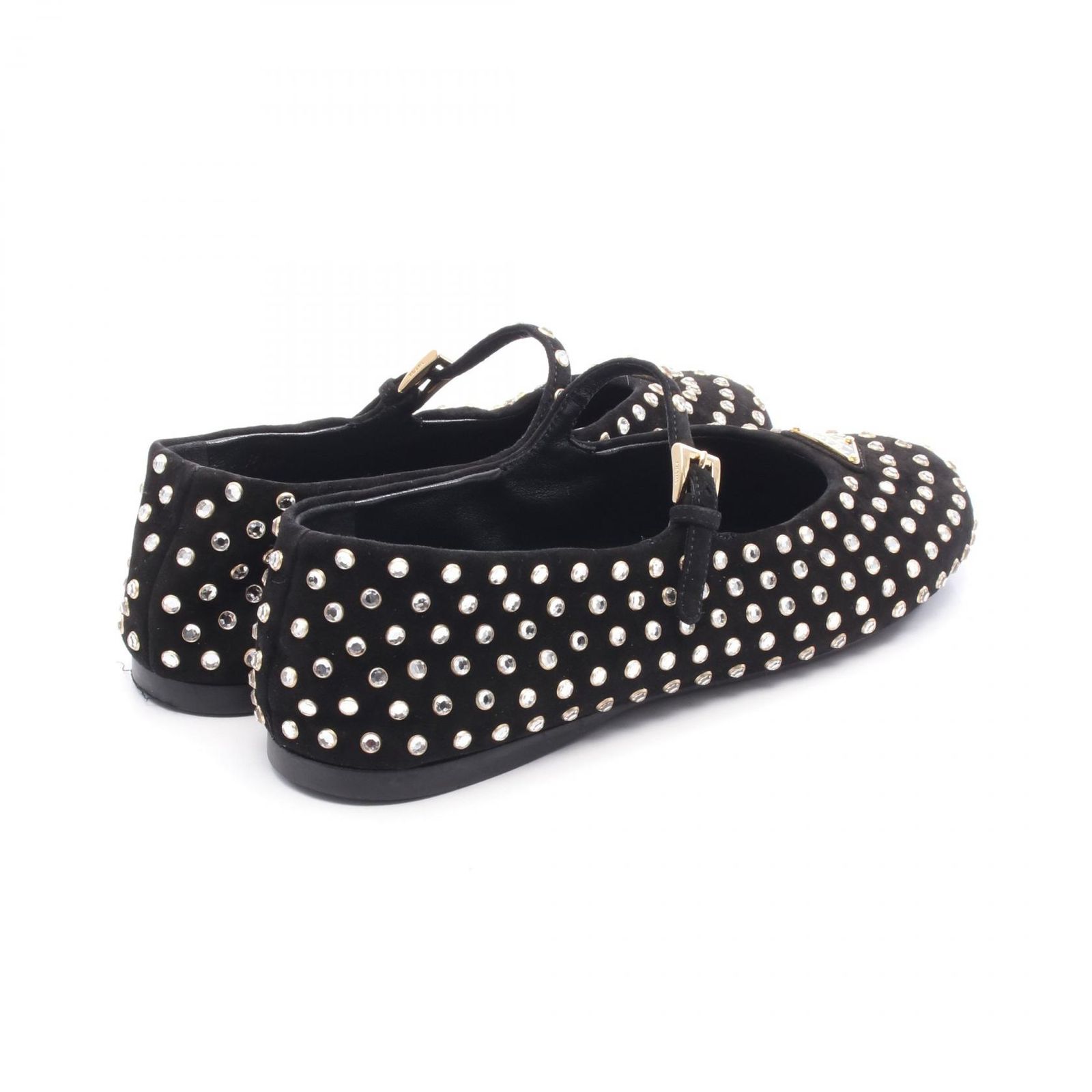 プラダ PRADA パンプス ブラック スウェード クリスタル付 スエード