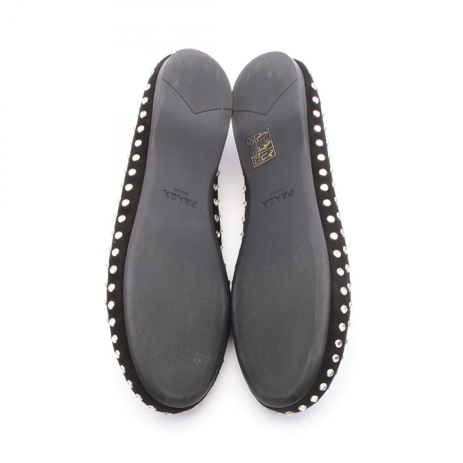 プラダ PRADA パンプス ブラック スウェード クリスタル付 スエード