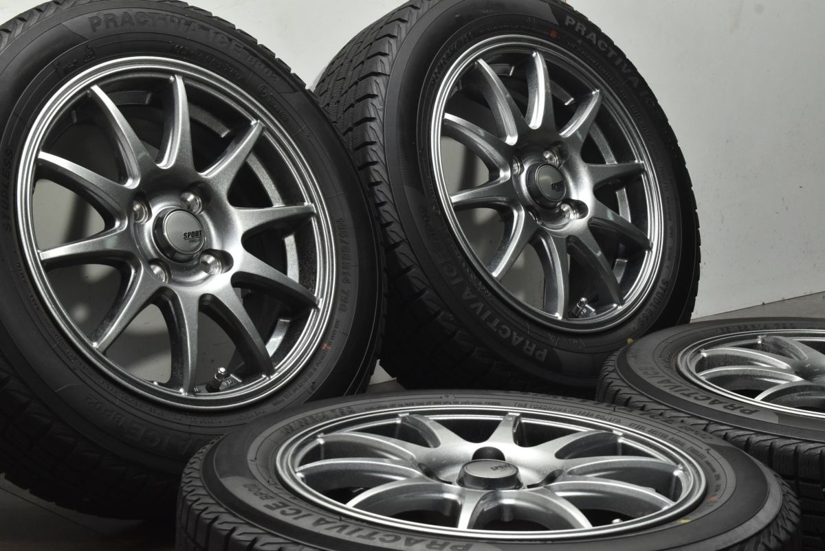 バリ溝 SPORT ABELIA 14 in 5 J 43 PCD 100 プラクティブアイス BP 02 165 65 R パッソ タンク ルーミー ジャスティ ソリオ