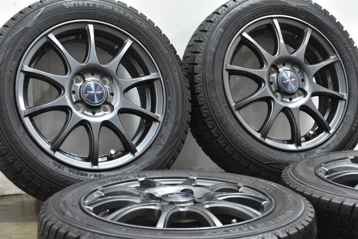 軽自動車サイズ ヴェルヴァ 14 in 4 5 J 45 PCD 100 ダンロップ ウィンターマックス WM 02 155 65 R ワゴンR タント ムーヴ N ONE BOX