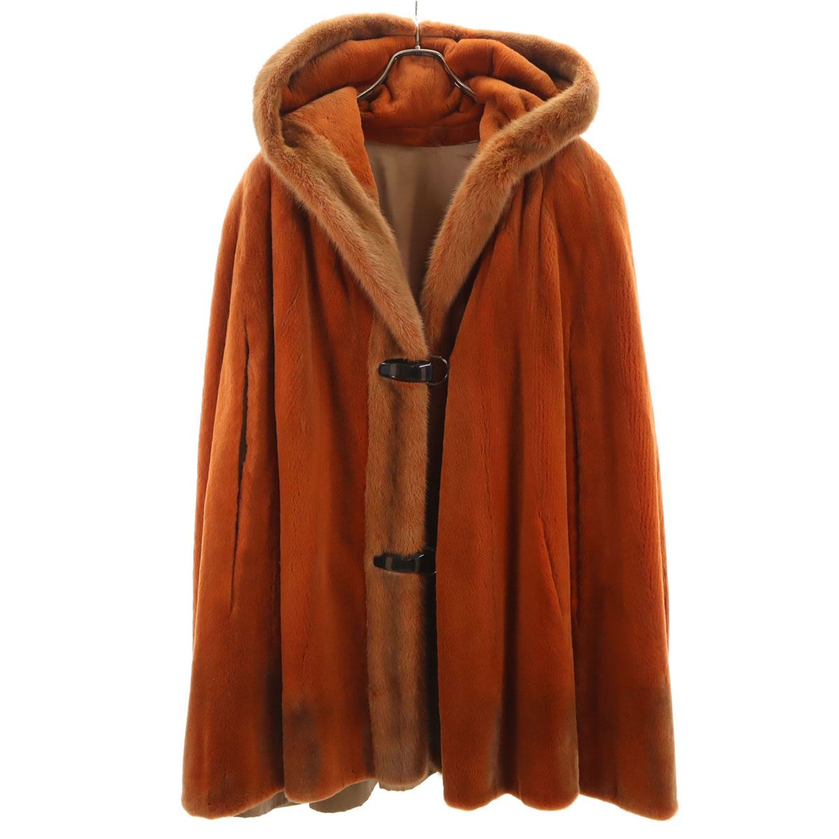 Majestic マジェスティック 80 s 90 カナダ製 ミンク ポンチョ 毛皮コート オレンジ レディース 古着