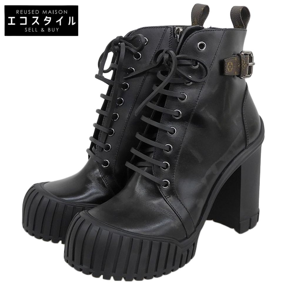 LOUIS VUITTON ルイヴィトン ルビーライン モノグラムストラップ アンクルブーツ レディース ブラック 40