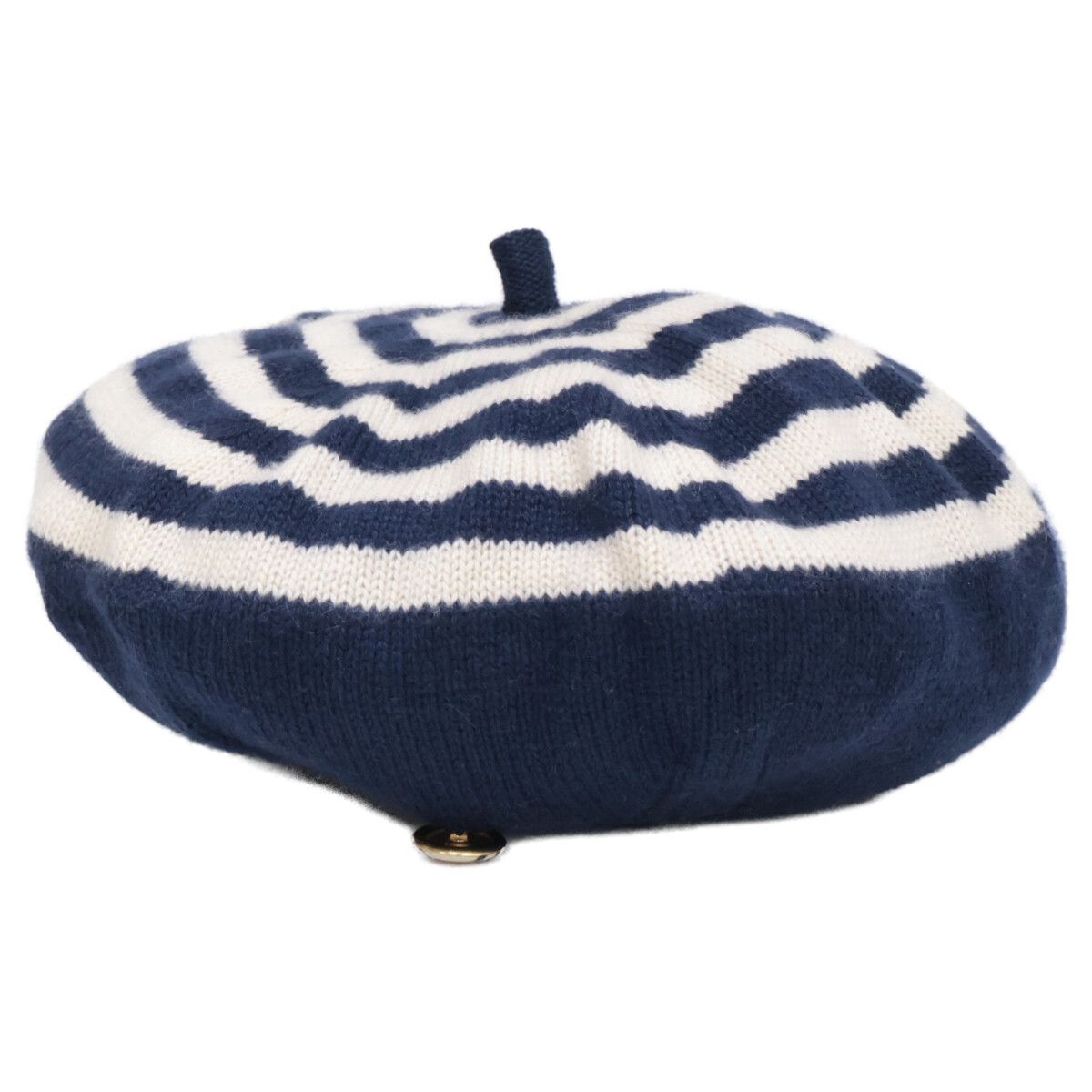 CHANEL シャネル ココマークボタン付 ボーダー カシミヤ ニット ベレー