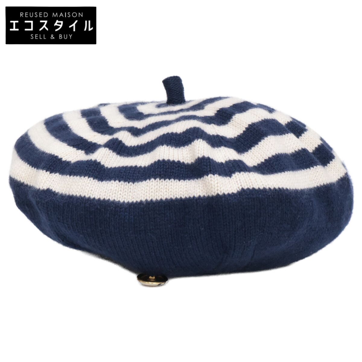 美品 シャネル ココマーク 金ボタン カシミヤ ボーダー セーター バイカラー 中古・古着通販】CHANEL (シャネル) ココマークカシミヤボーダーニット