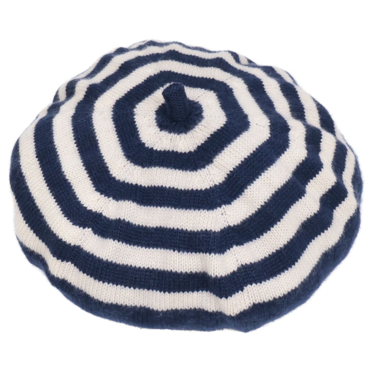 CHANEL シャネル ココマークボタン付 ボーダー カシミヤ ニット ベレー