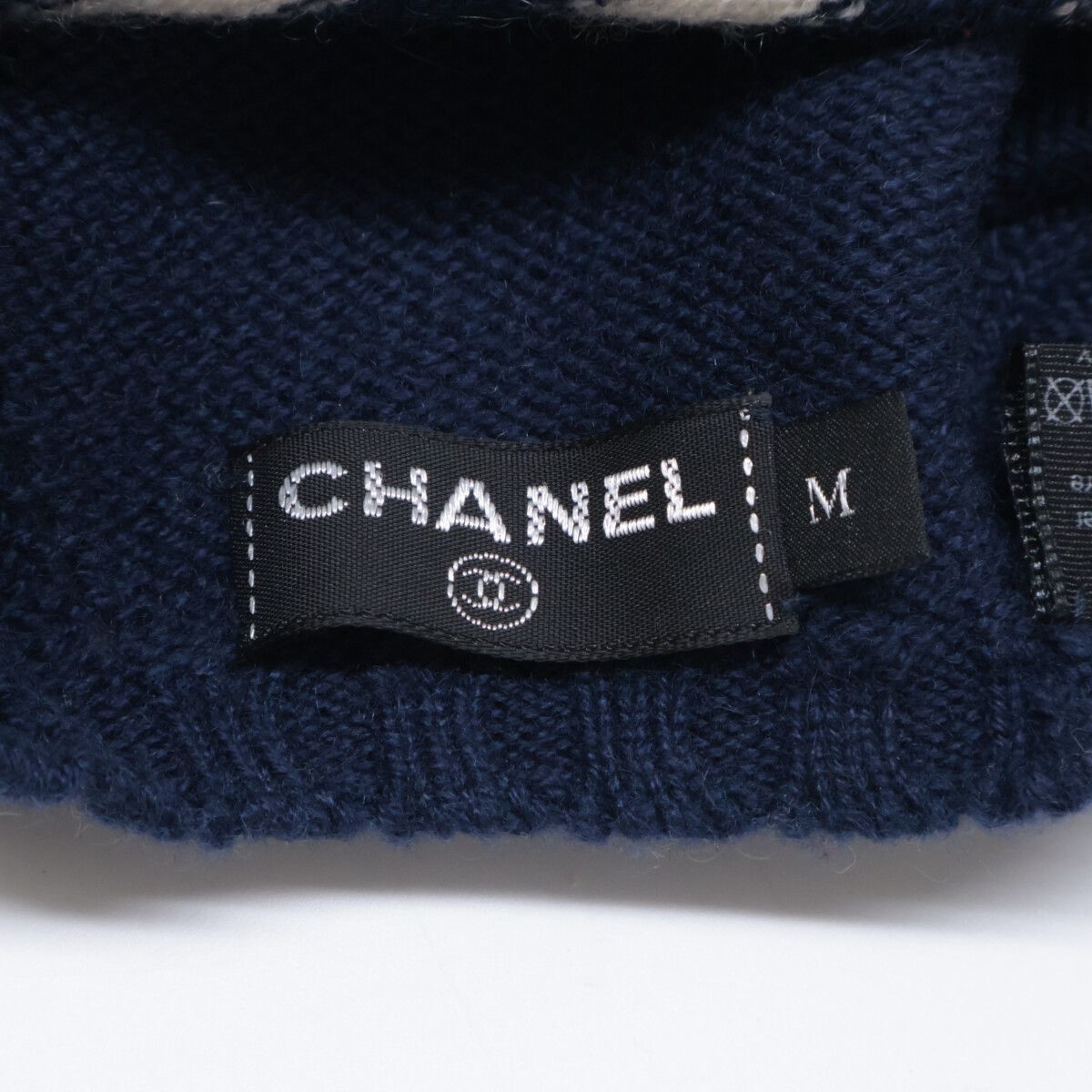 CHANEL シャネル ココマークボタン付 ボーダー カシミヤ ニット ベレー