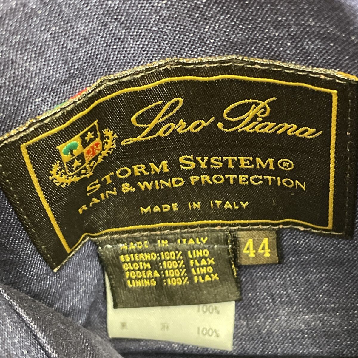 Loro Piana ロロピアーナ ｽﾄｰﾑｼｽﾃﾑ ﾈｲﾋﾞｰ×ﾍﾞｰｼﾞｭ ﾘﾈﾝ100 ﾘﾊﾞｰｼﾌﾞﾙｽｲﾝｸﾞ