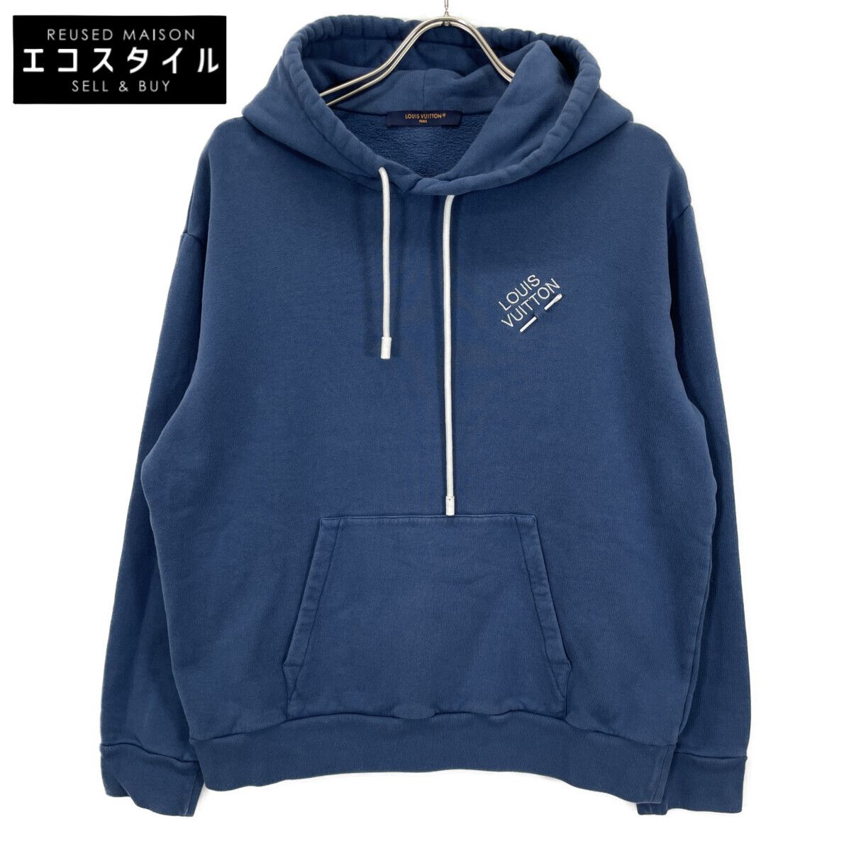 LOUIS VUITTON ルイヴィトン RM 232 Q IHN HNY 56 W 23 AW ﾌﾞﾙｰ ｼｸﾞﾈﾁｬｰﾛｺﾞﾌﾟﾙｵｰﾊﾞｰ 裏起毛ﾊﾟｰｶｰ XL