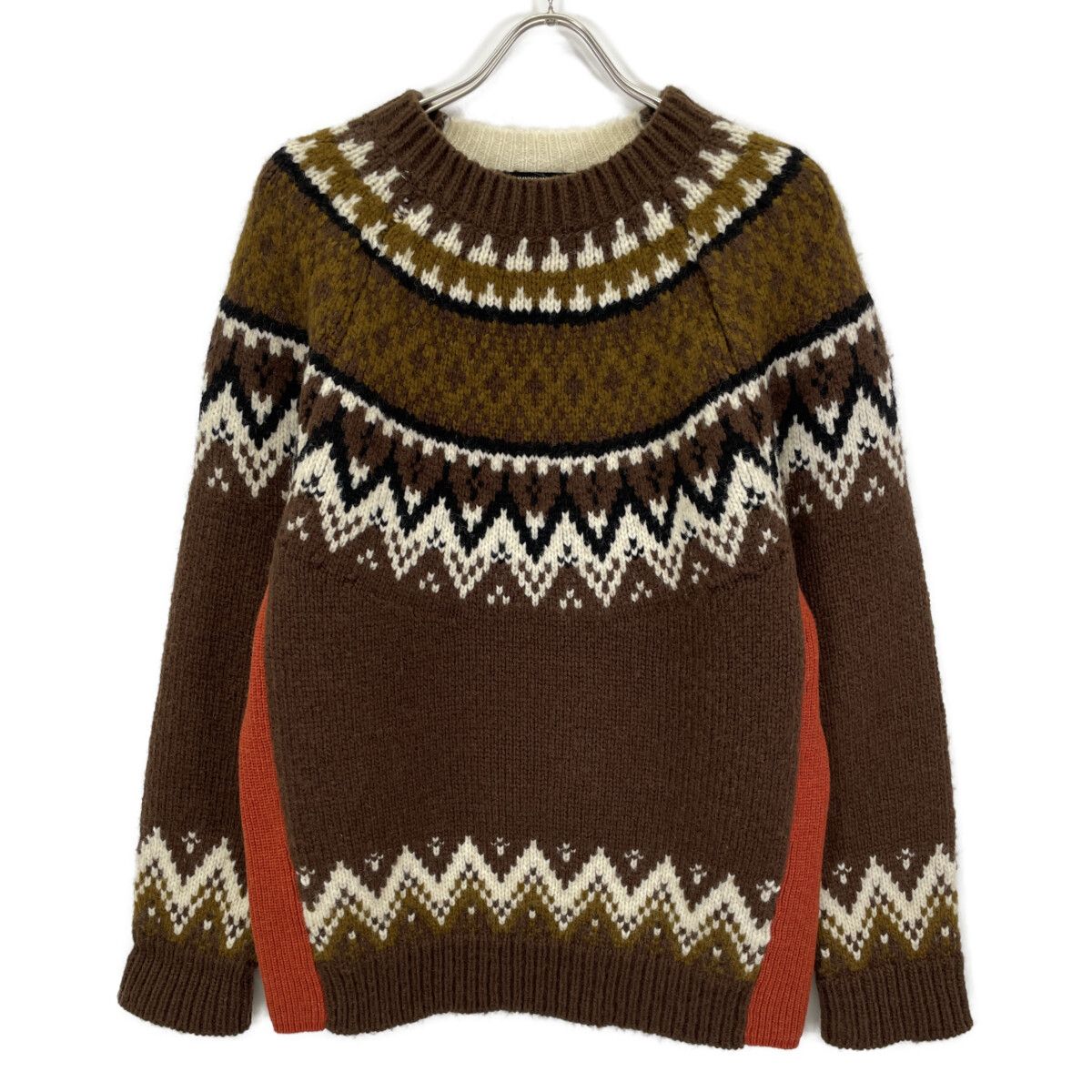 COMMEdesGARCONS JUNYA コムデギャルソンジュンヤワタナベ JH-N 017 ブラウン ノルディック×モヘヤ 切り替え セーター S