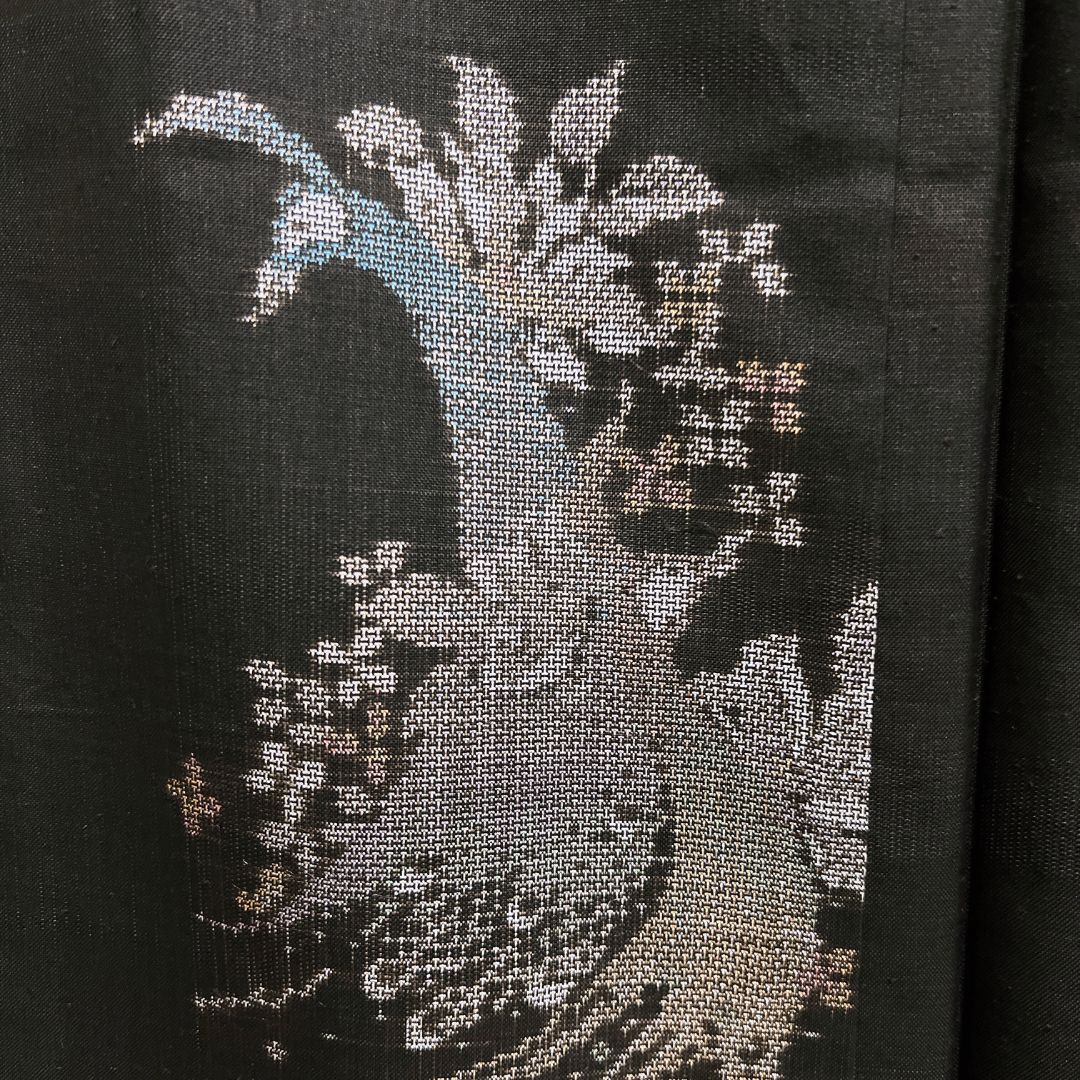 未着用 小紋 大島紬 地空き 孔雀 花模様 泥染 着物 121b d ms - メルカリ