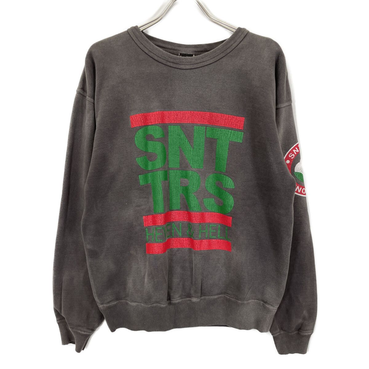 SAINT MICHAEL セントマイケル ×DENIM TEARS STT SWT SH STTRS SM-A 21-0000-050 ﾌﾞﾗｯｸ ﾌﾟﾘﾝﾄｽｳｪｯﾄ L