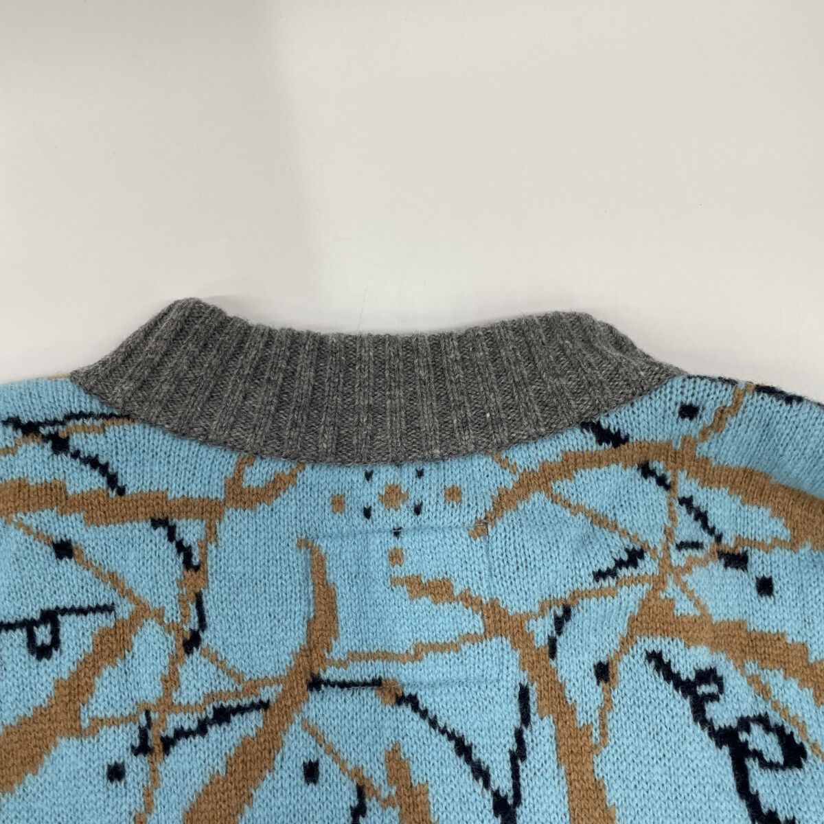 sacai サカイ 【×Dr.Woo】20-02341M ﾌﾞﾙｰ ﾗｲﾀﾞｰｽ ｼﾞｯﾌﾟ ﾆｯﾄ 1 - メルカリ