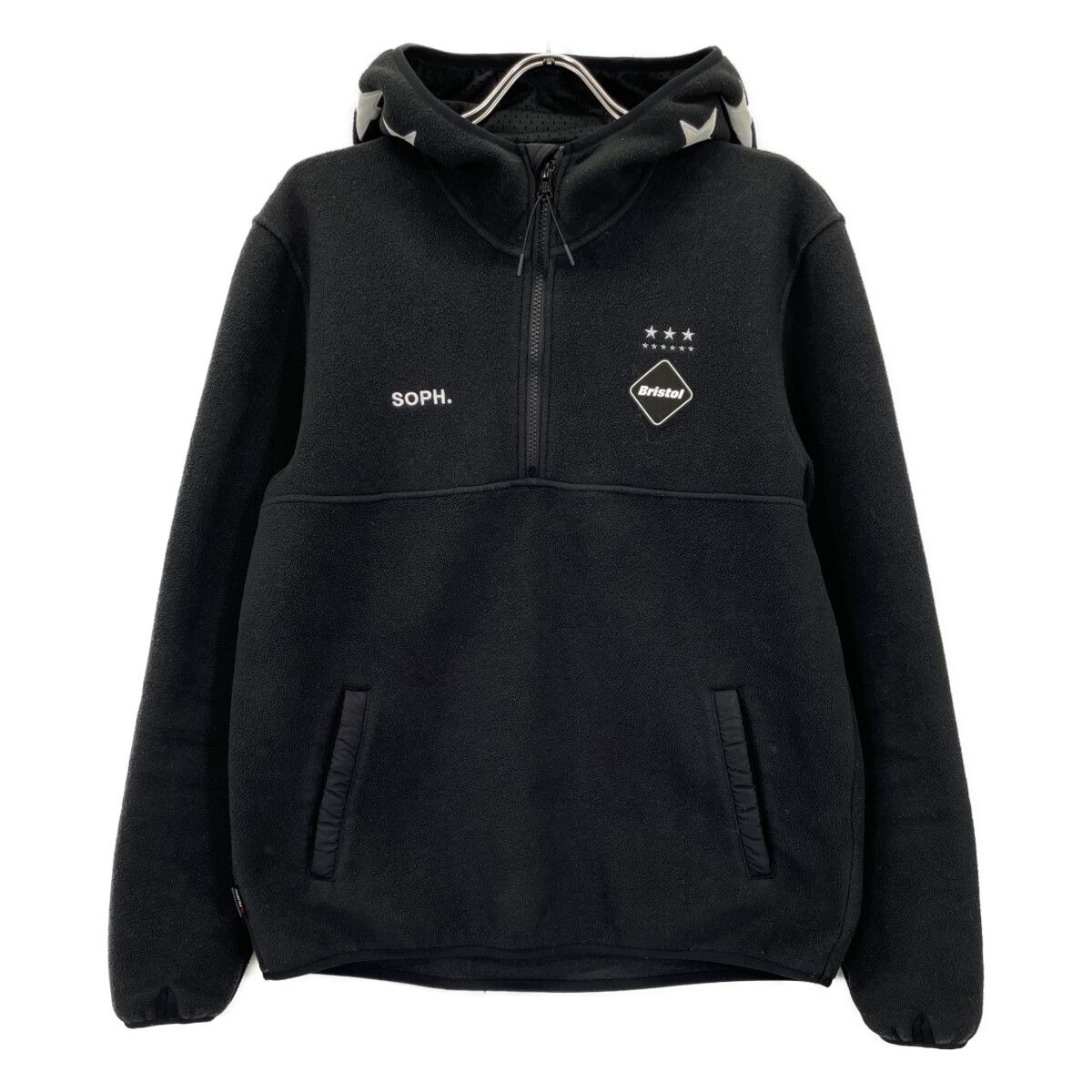 F.C.Real Bristol エフシーリアルブリストル ×SOPH. ﾌﾞﾗｯｸ ﾊｰﾌｼﾞｯﾌﾟ ﾌﾘｰｽﾌﾟﾙｵｰﾊﾞｰ L