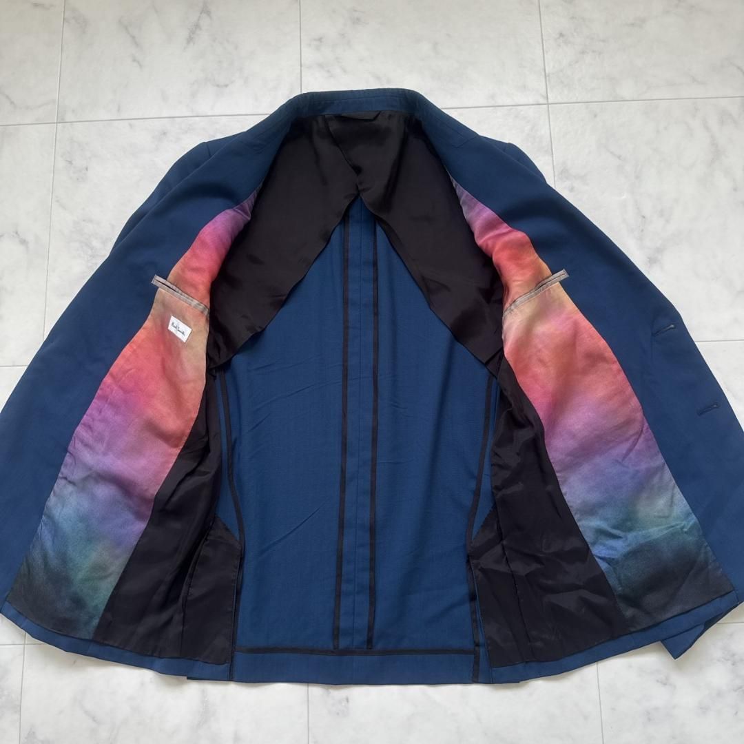 PAUL SMITH 裏地オーロラ柄 テーラードジャケット ブルー S-の最新トレンド