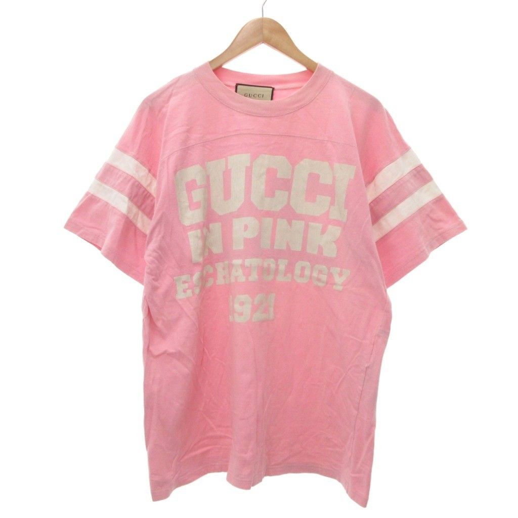 グッチ GUCCI Tシャツ 半袖 Eschatology プリント オーバーサイズ S ピンク 655459 XJDLY UO GY 18