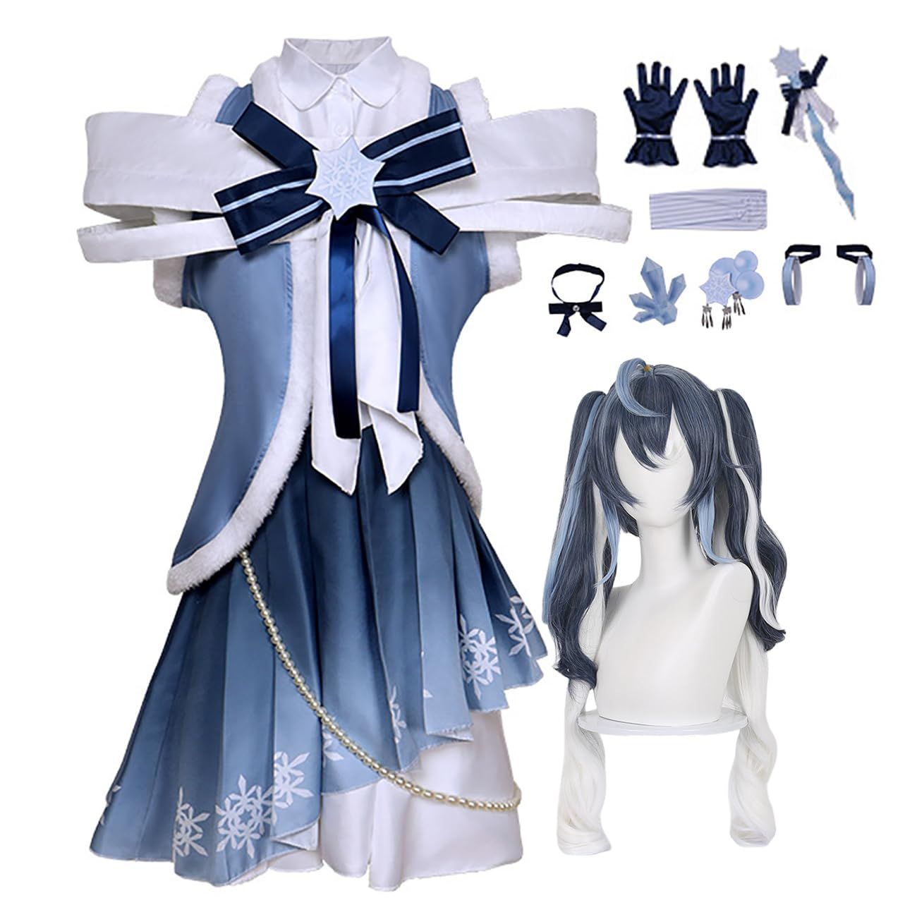雪ミク コスプレ 初音ミクコスプレ衣装 靴下 小物 髪飾り 飾り ウイッグ付き ミクmikuコスプレ 制服 仮装 同人服 コス