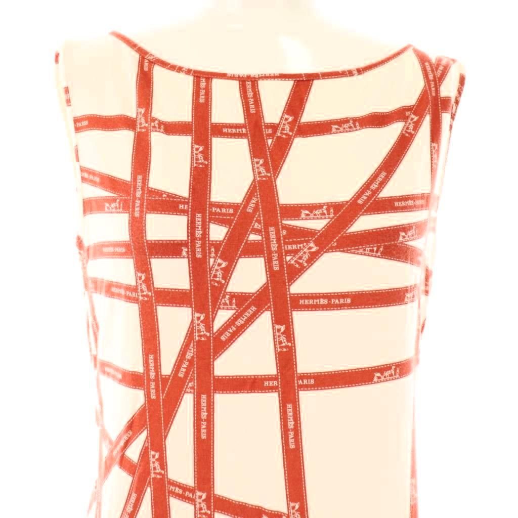 エルメス HERMES リボン柄ノースリーブカットソー タンクトップ L