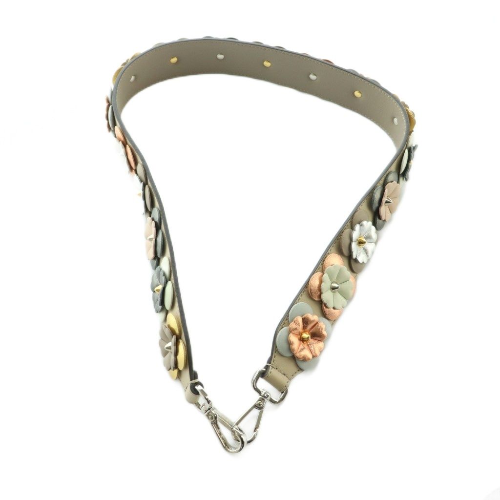 フェンディ FENDI ショルダー ストラップユー フラワー ベージュ マルチ MI OS OH