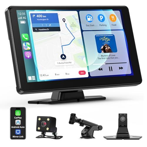 Chamequinho ディスプレイオーディオ 9インチ ポータブル カーオーディオ バックカメラ付き オーディオ一体型 CarPlay Android Auto対応 アンドロイドナビ Bluetooth接続 内蔵スピーカー FMトランスミッター AU