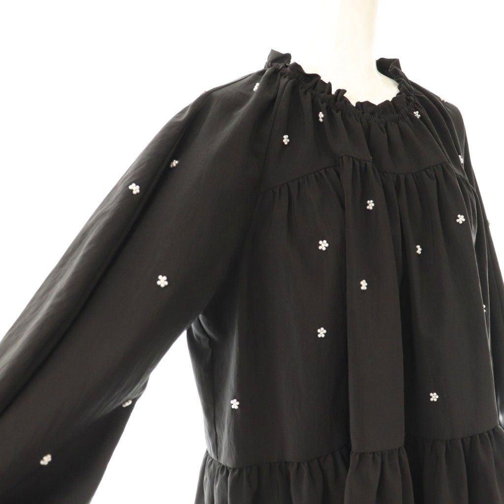 ミュベール muveil パール刺繍ブラウス 38 ブラック /ES □OS - メルカリ