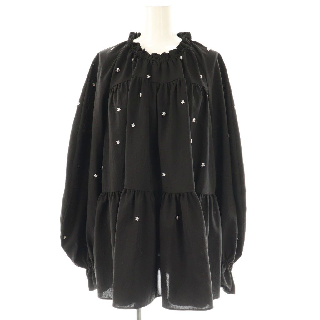 ミュベール muveil パール刺繍ブラウス 38 ブラック /ES □OS - メルカリ