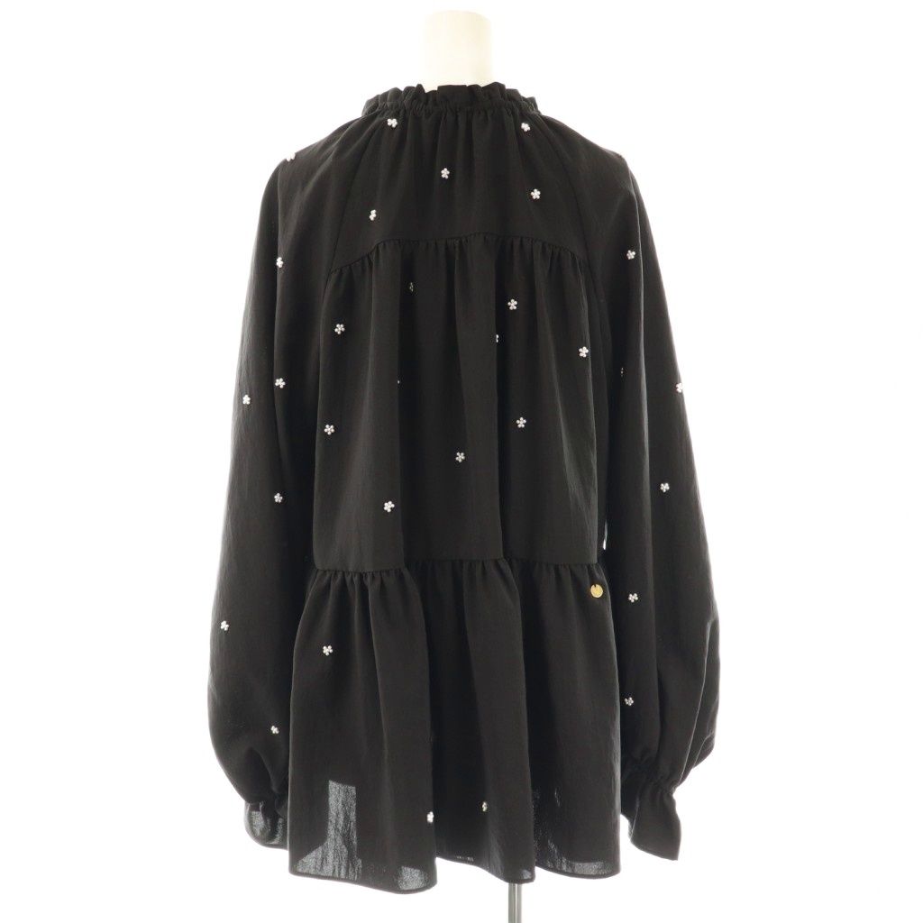 ミュベール muveil パール刺繍ブラウス 38 ブラック /ES □OS - メルカリ