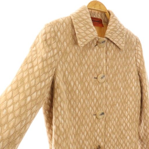 ミッソーニ MISSONI 総柄コート 40 ベージュ ホワイト /DO □OS - メルカリ