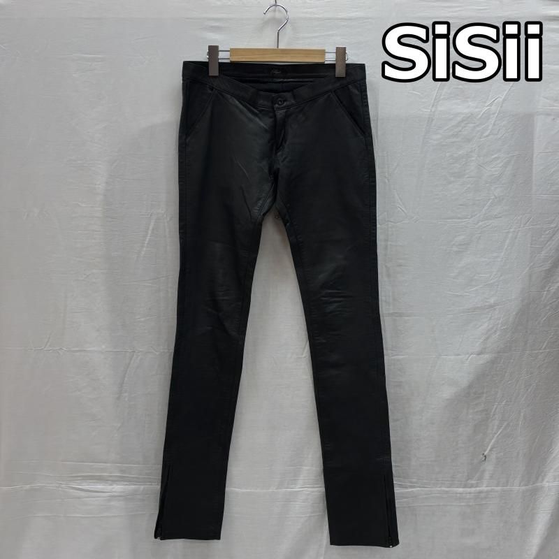 SISII レザーパンツ シシ スリム ストレート 裾ジップ レザー パンツ WALDES ZIP メンズ S