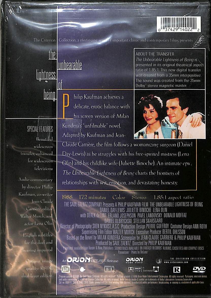 DVD1枚 / ダニエル・デイ＝ルイス / the unbearable lightness of