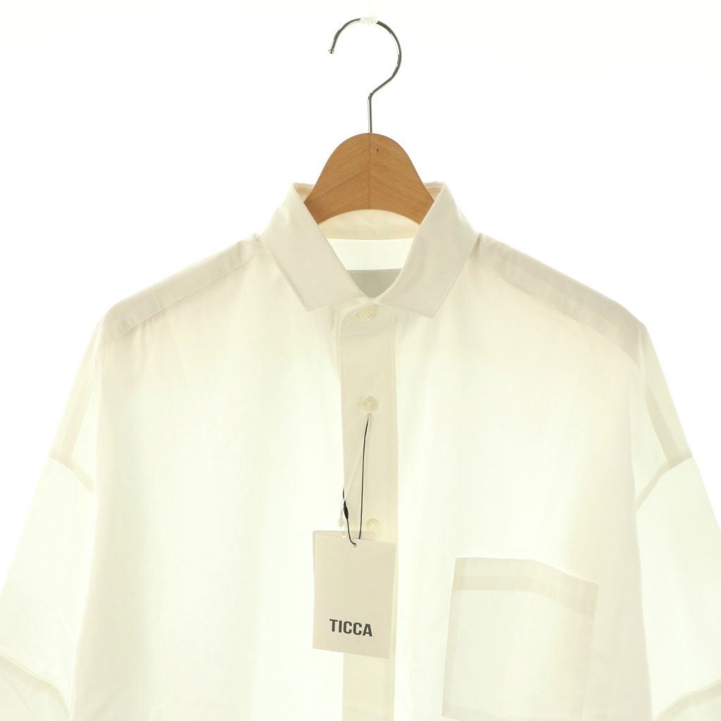 ★ ゆきち ★ TICCA ティッカ　スクエア半袖ダブルカフスシャツ ティッカ TICCA スクエア半袖ダブルカフスシャツ F ホワイト /DO □OS