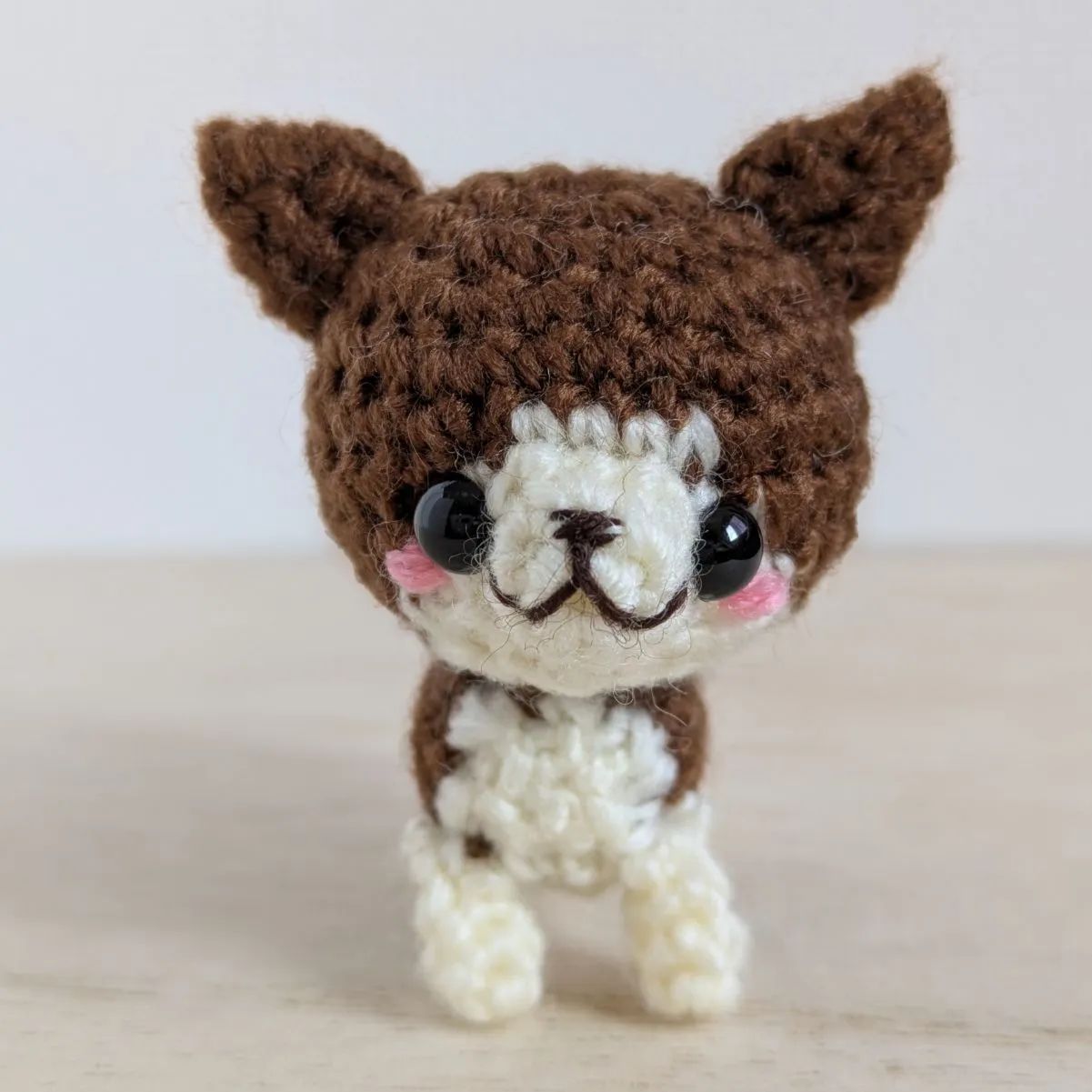 あみぐるみ　いぬ　犬　チワワ　ぴ茶×白口　キーホルダー　ハンドメイド　リク あみぐるみ いぬ 犬 チワワ ぴ茶×白口 1 キーホルダー ハンドメイド