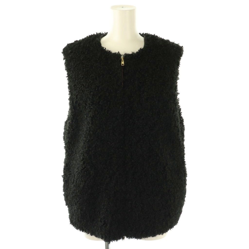 イエナ IENA 23AW フェイクファーベスト ジップアップ ブラック HK OS