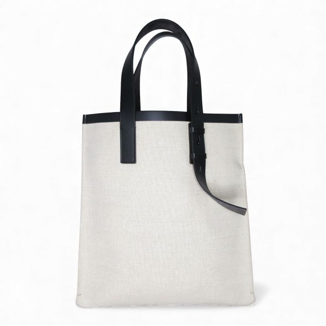 サルヴァトーレフェラガモ Salvatore Ferragamo トートバッグ キャンバス レザー ロゴ アイボリー ブラック 1204