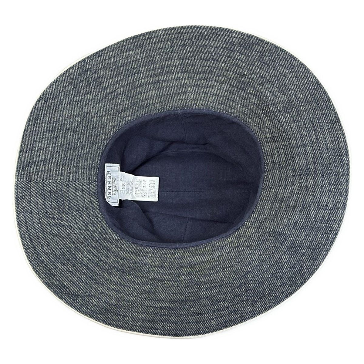 HERMES(エルメス) ハット 58美品 - ダークグレー×白 コットン、リネン