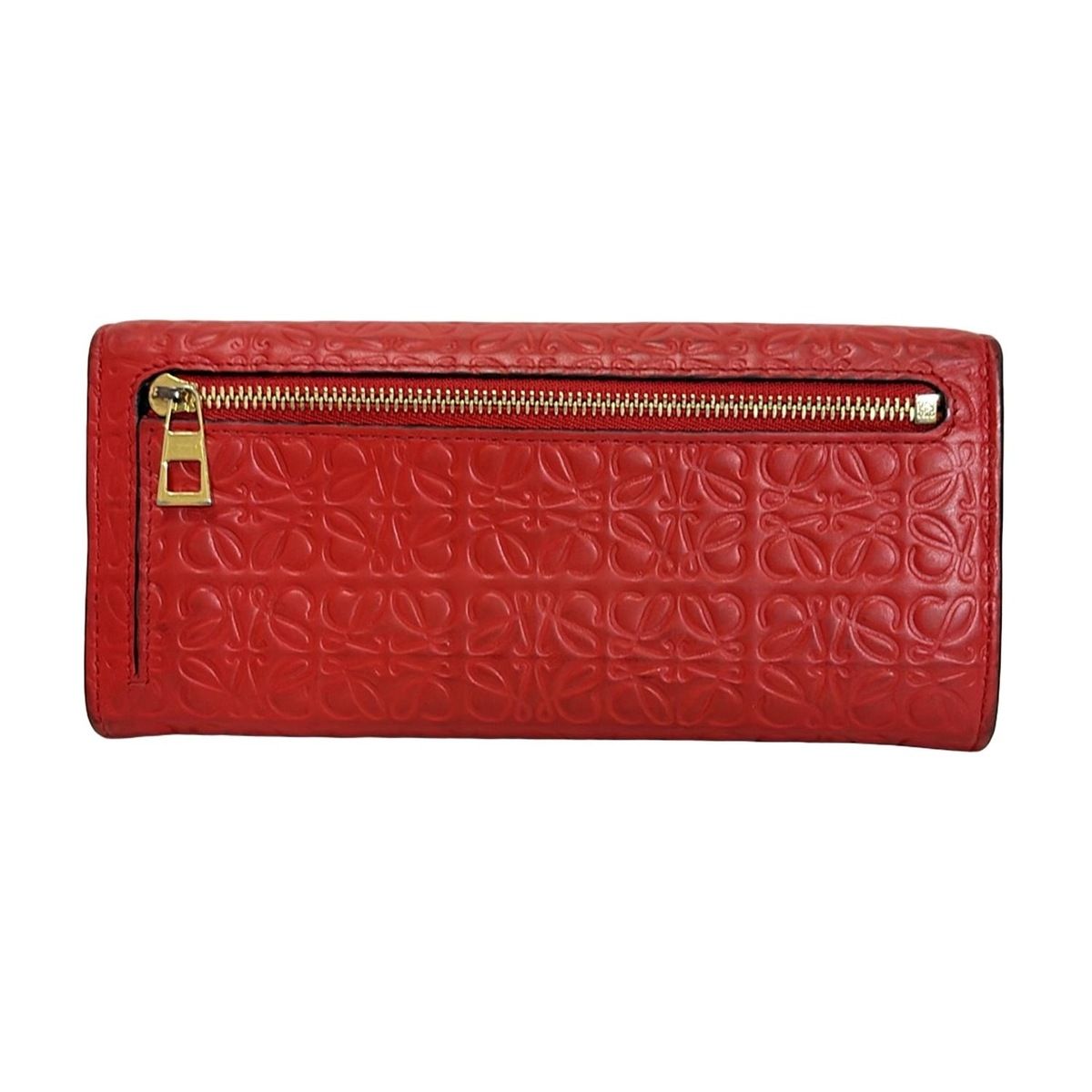 LOEWE(ロエベ) 長財布 アナグラム柄 レッド 型押し加工 レザー - メルカリ