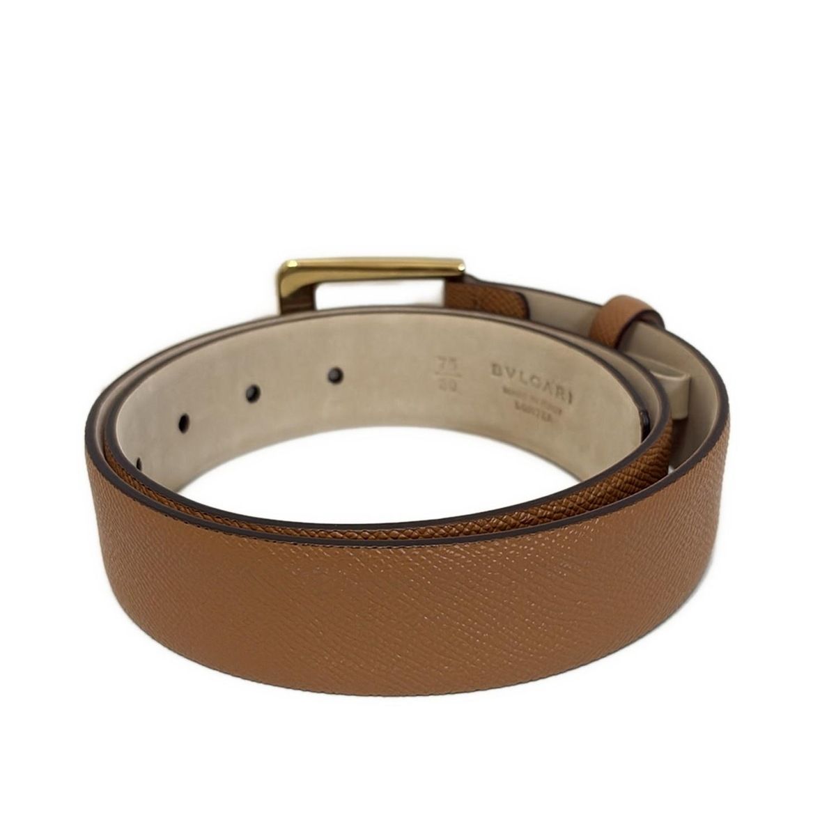 BVLGARI(ブルガリ) ベルト 75/30 - ブラウン×ゴールド レザー - メルカリ