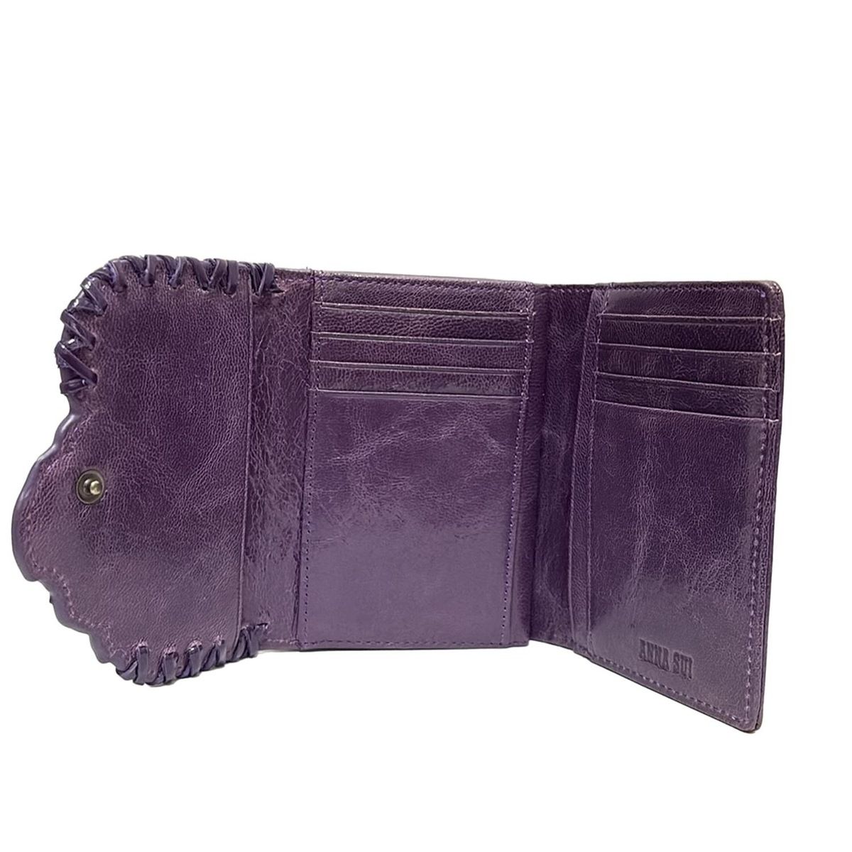 ANNA SUI(アナスイ) 2つ折り財布美品 - パープル フラワー(花)/がま口