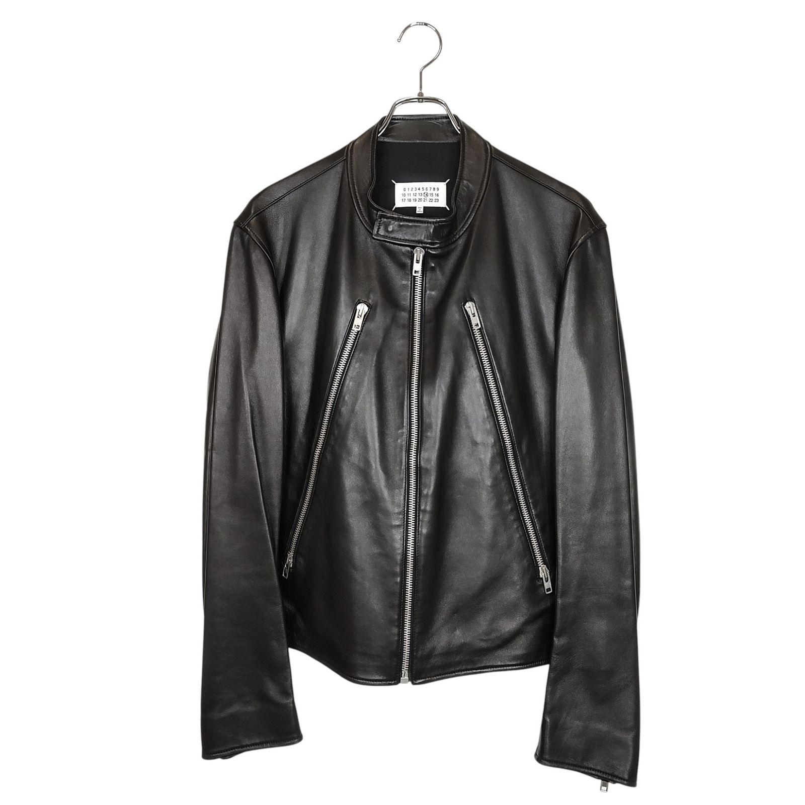 Maison Margiela メゾン マルジェラ 5 ZIP LEATHER JACKET 八の字 ライダース ジャケット SY 1460 52 ブラック メンズ