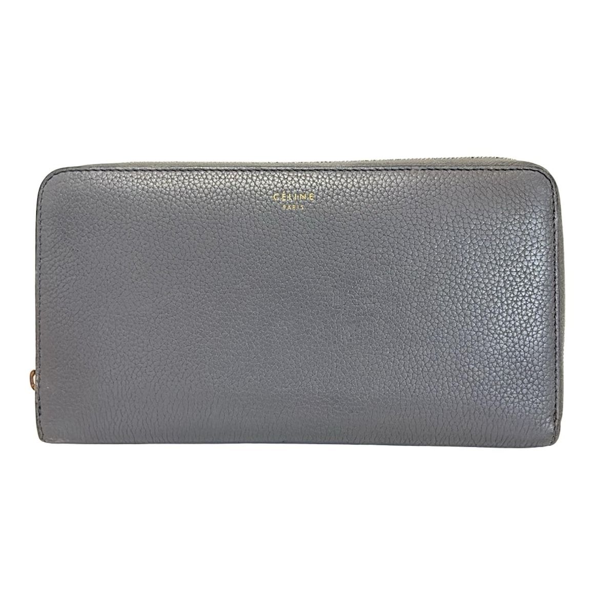 CELINE(セリーヌ) 長財布 - グレー ラウンドファスナー レザー - メルカリ