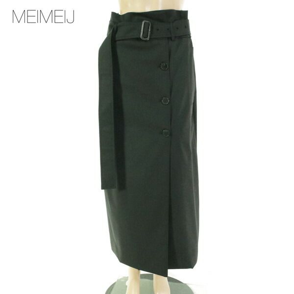 75 OFF メイメイジェイ MEIMEI J スカート 40 ESK 738 Mサイズ ブラック レディース ロングスカート ベルト付き スリット イタリア製