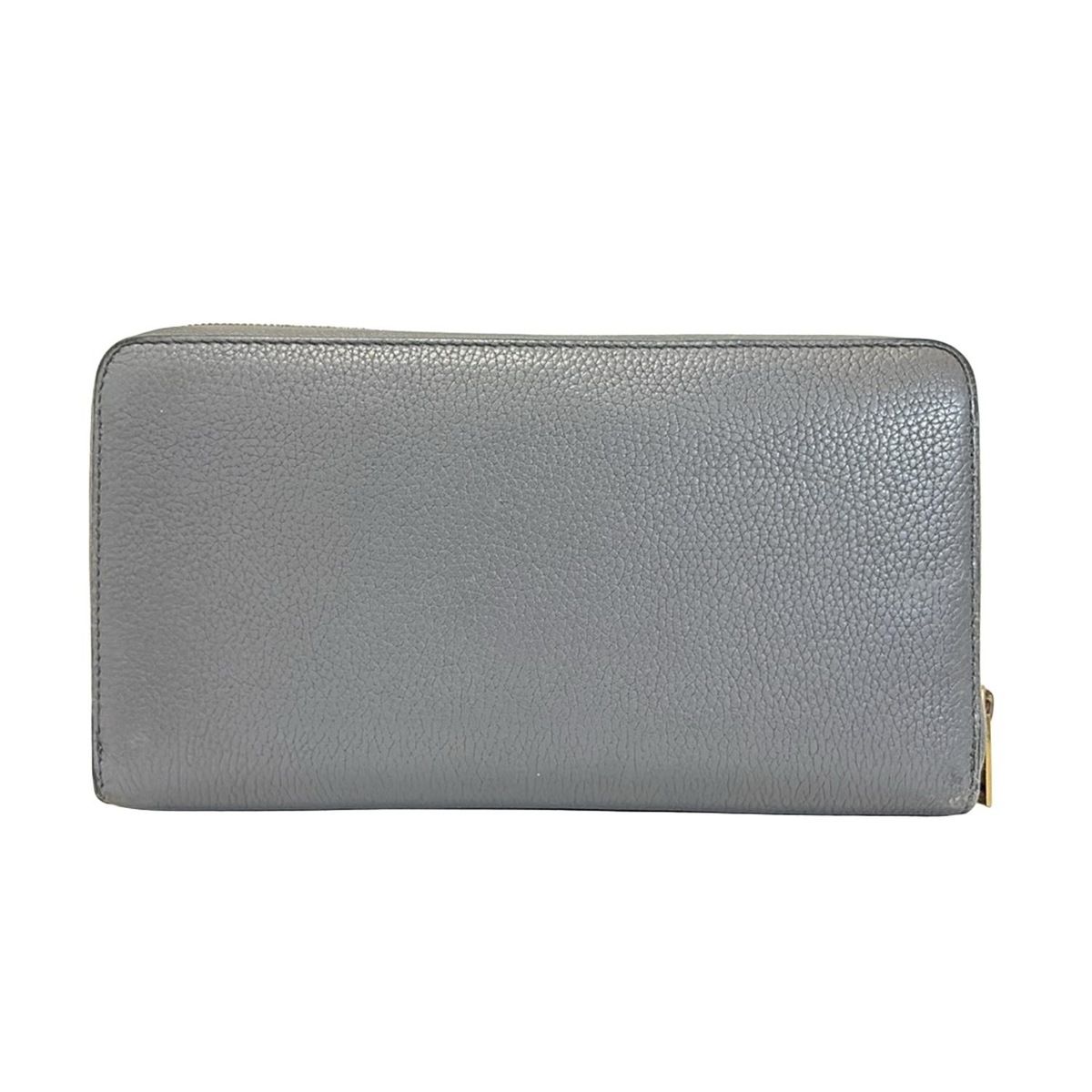 CELINE セリーヌ 長財布 グレー ラウンドファスナー レザー