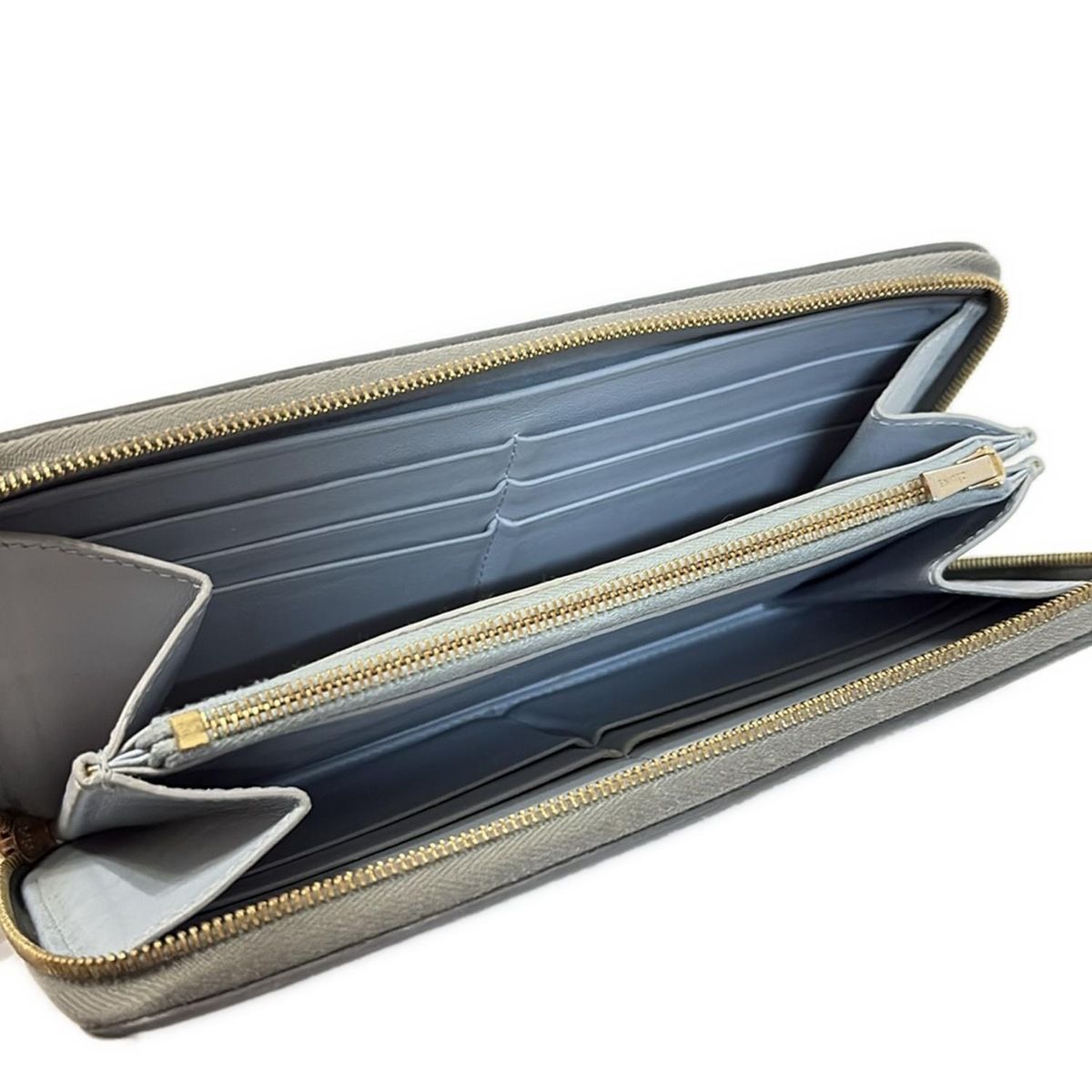 CELINE(セリーヌ) 長財布 - グレー ラウンドファスナー レザー - メルカリ