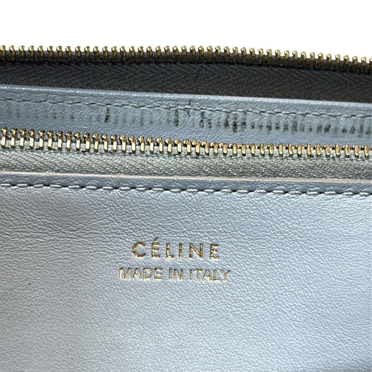 CELINE(セリーヌ) 長財布 - グレー ラウンドファスナー レザー - メルカリ
