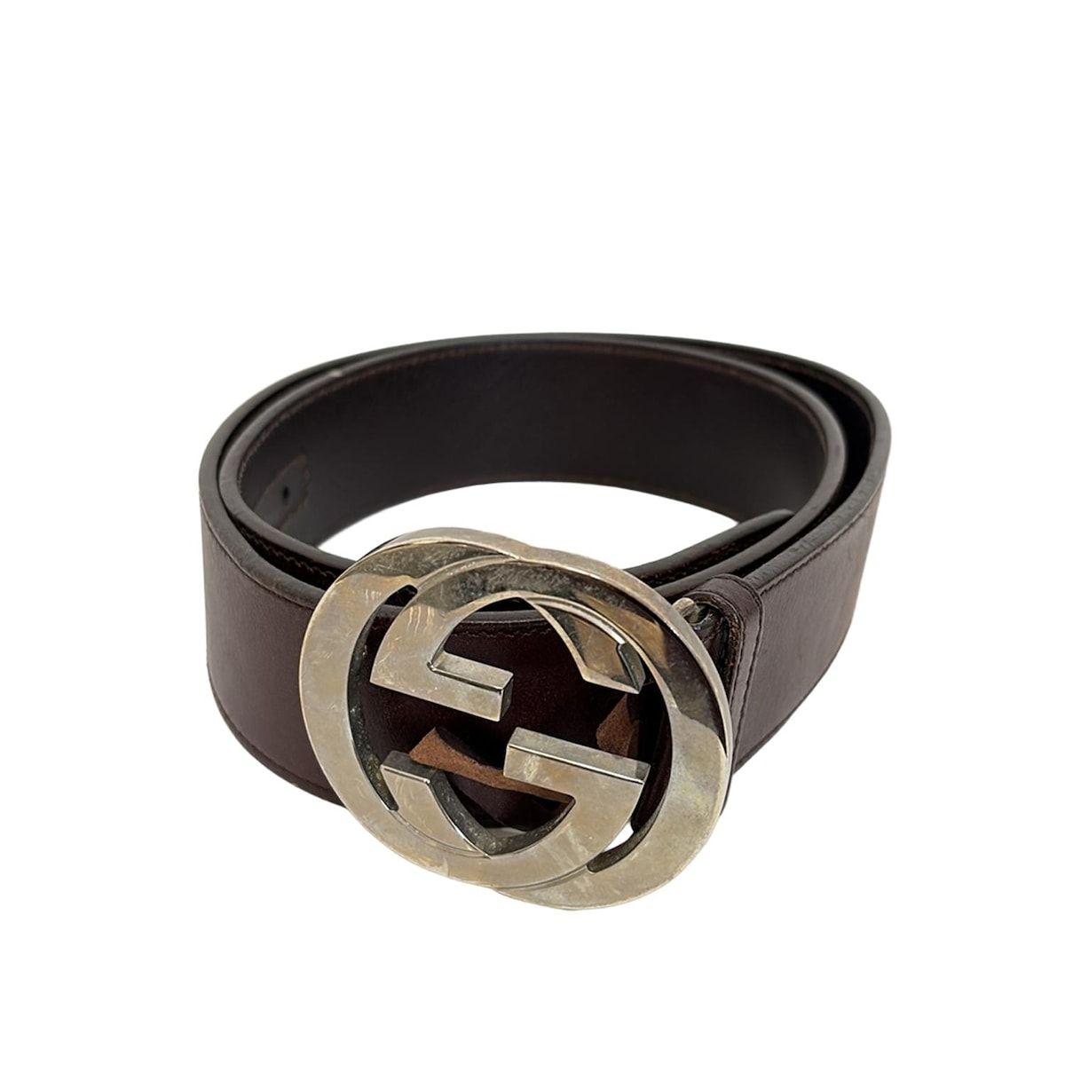 GUCCI(グッチ) ベルト 80/32 - 114984 ダークブラウン×シルバー